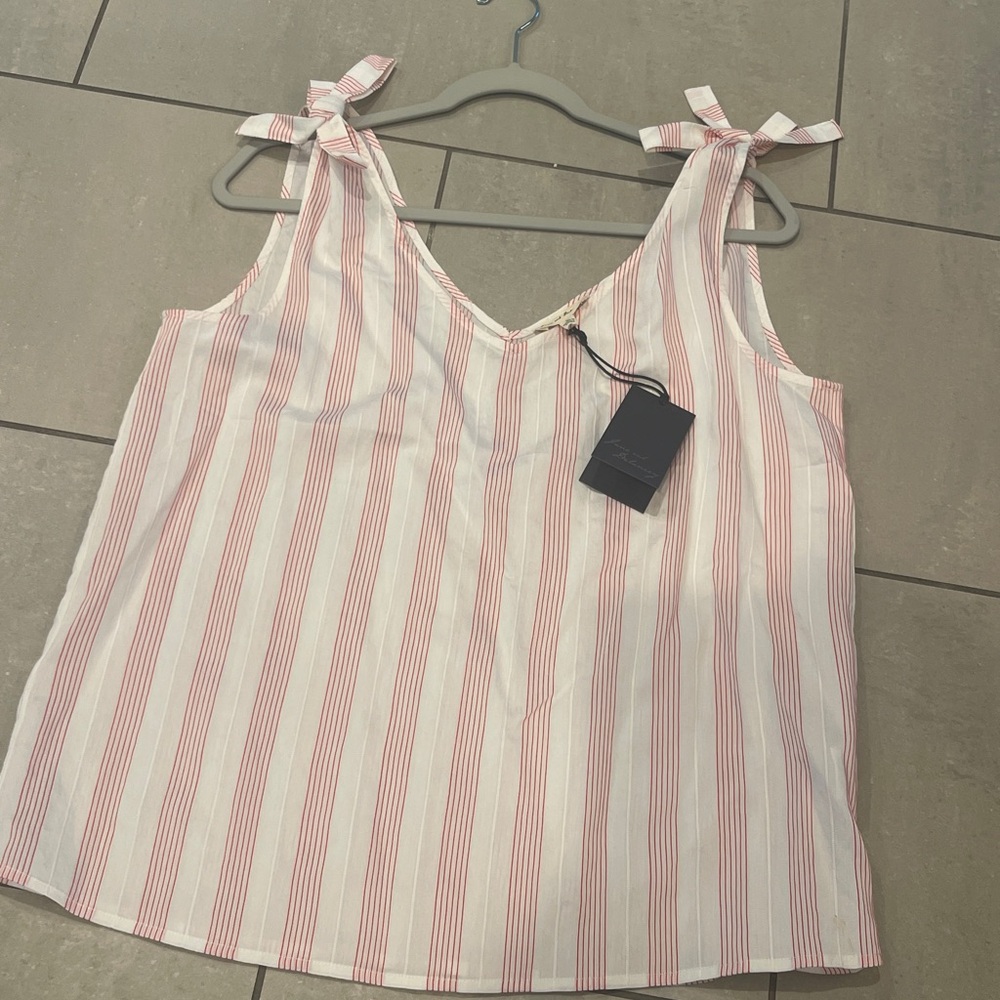 Jane and Delancey Pink and White Tie Front Camisole